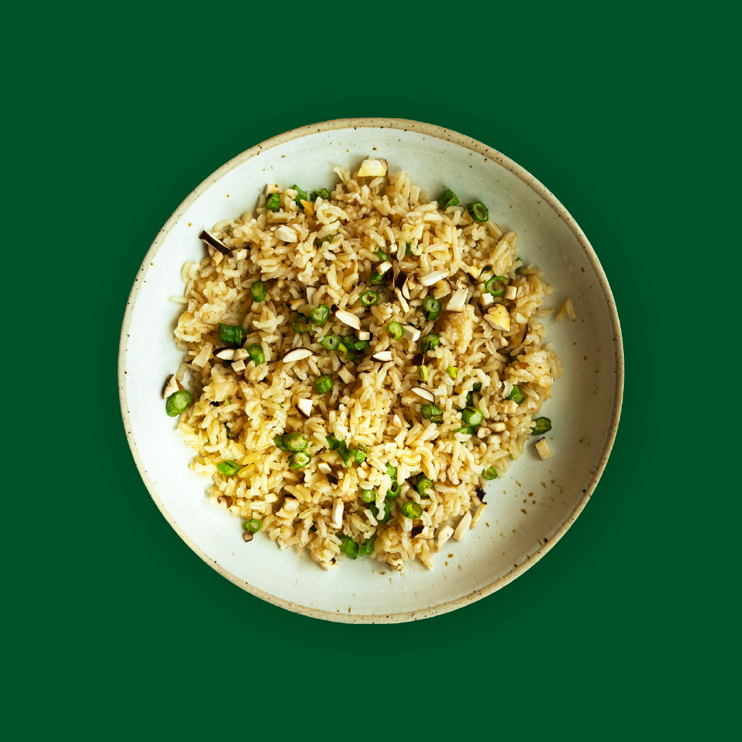 Brown Hainanese Rice with Long Beans & Mushroom