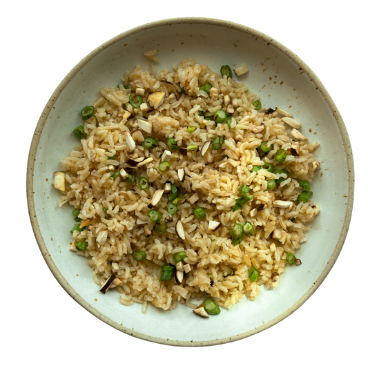 Brown Hainanese Rice with Long Beans & Mushroom